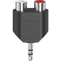 Hama Audio-Kurzadapter, 3,5-mm-Klinken-Stecker Stereo - 2x Cinch-Kupplung Audio Adapter, Schwarz, Silber