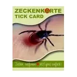 Zeckenkarte mit Lupe, Hülle und Kurzbeschreibung
