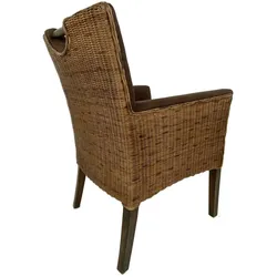Rattanstuhl Esszimmer Stuhl Armlehner Bilbao Polstersessel prairie brown