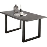 SIT Möbel Esstisch mit Baumkante wie gewachsen, antikgrau schwarz, | 140 x 77 cm x 80 cm,