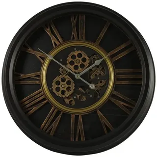 Markenwarenshop-Style Wanduhr Wanduhr XL Uhr Ø52cm Metall Rund Industrial Factory beweglichen schwarz