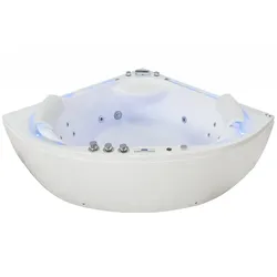 Jet-Line Whirlpool Eckwanne Eckbadewanne Acrylwanne Villa Sabrina weiss umlaufender Wasserfall Massagewanne Sprudelwanne 2 Personen