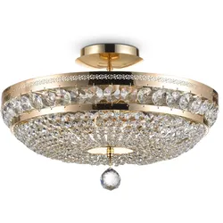 Deckenlampe Deckenleuchte Kristallleuchte Wohnzimmerlampe Metall gold B 43,5cm