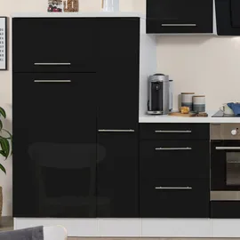 Respekta Küchenzeile 310 cm Schwarz Hochglanz-Weiß