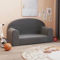 Kindersofa 2-sitzer Anthrazit Weich Plüsch