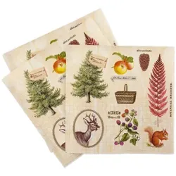 Sovie HORECA Serviette Elias aus Linclass® Airlaid 40 x 40 cm, 50 Stück Natur Wald Wild Jagd Reh Fuchs Zapfen Tanne