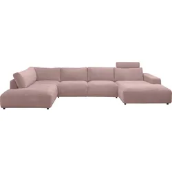 Wohnlandschaft "Lucia U-Form", rosa, B:434cm H:81cm T:204cm, GALLERY M BRANDED BY MUSTERRING, Sofas, Verschiedene Farben, inkl. Kopfstütze, Gesamtbreite 434 cm