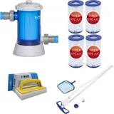 Bestway - Poolsauger AquaClean & Filterpumpe 5678 L/u & 4 Filter Typ III & WAYS Scheuerbürste