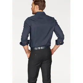 Olymp Businesshemd OLYMP Level Five body fit, New York Kent", Herren, Gr. 41, Normaler Arm, marine, 97% Baumwolle, 3% Elastolefin, Hemden,