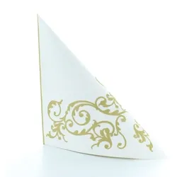 Mank Serviette Airlaid Pomp in Gold-Weiß, 40 x 40 cm, 50 Stück - Ornamente Hochzeit Feier