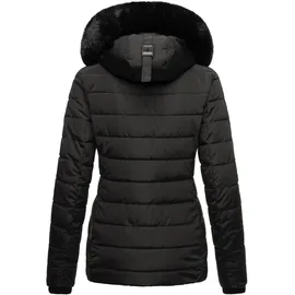 Navahoo Damen, warme Winter Steppjacke mit abnehmbarer Kunstfell-Kapuze Milianaa Black Gr. S - S
