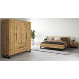 Home Affaire Schlafzimmer-Set »Bronne,Komplettschlafzimmer (Set,4-St)« Schlafzimmer-Set, Schrank 191cm breit, 2xNachtische, Bett180/200cm, 13312823-0 wotan eiche B/H/T: 188 cm x 93,5 cm x 208,5 cm