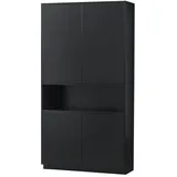 Woood Schrank Finca aus Kiefernholz, modern, Schwarz, lackiert, Push-to-Open-System, schwebende Optik