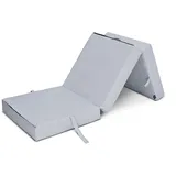Loft 25 Klappmatratze | Gästematratze mit FaserFüllung | Wasserfest 3-teilige Faltmatratze,Polyester Stoff, Klappbar, Faltbare Kamping Bett | Innen & Outdoor Futon Sofa mit Tragegriff (Silver)