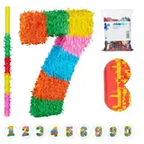 Relaxdays 4-tlg. Pinata Set Grün,Orange,Pink