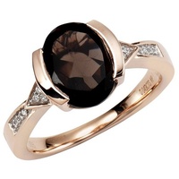 Diamonds by Ellen K. Ring 375/- Gold Rauchquarz mit Diamant 0,04ct.
