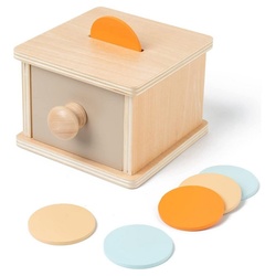 GelldG Lernspielzeug Montessori Münzkasten Holz Hand Auge Koordination Lernspielzeug bunt