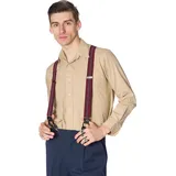 Banned Retro Hosenträger Nicholas Braces Weinrot Y-Form Vintage Knopfverschluss