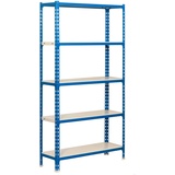Simonrack Schwerlastregal KIT Simonclick 5/400 442100024189045 blau, weiß 90,0 x 40,0 x 180,0 cm, Metallregal, Kellerregal, Biegestelle 180 kg, 5 Fachböden, Blau/Weiss -