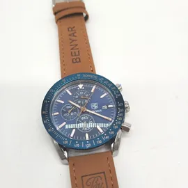 Benyar herrenuhren Chronograph Analogue Quartz Armbanduhr für männer Lederband Herren Fashion Business Sport Design 30M wasserdicht Elegantes Ges...