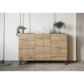 Home Affaire Sideboard HOME AFFAIRE "Phuket, Front MDF", schwarz (graphite schwarz matt, votan eichefarben gefräst), B:120cm H:76cm T:39cm, Sideboards, Sideboard, Modernes Sideboard mit 6 Fächern, Breite 120 cm