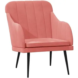 vidaXL Sessel Rosa Samt 63,5 x 76 x 80 cm rosa mit Rollen