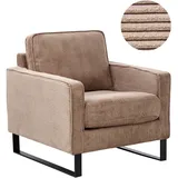 Beliani Sessel VIND Cord 72 x 71 x 70 cm Beige mit Kissen