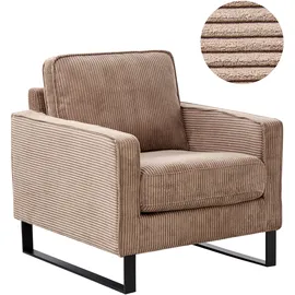 Beliani Sessel VIND Cord 72 x 71 x 70 cm Beige mit Kissen