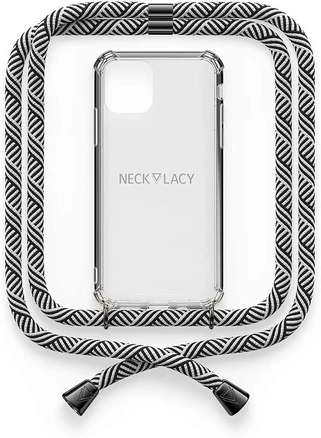 NECKLACY Handykette Handyhülle zum umhängen - für iPhone X/XS - Case / Handyhülle mit Band zum umhängen - Trageband Hals mit Kordel - Smartphone Necklace, Domino Swirl Gunmetal NECKLACY Handykette Handyhülle zum umhängen - für iPhone X/XS - Case / Handyhülle mit Band zum umhängen - Trageband Hals mit Kordel - Smartphone Necklace, Domino Swirl Gunmetal
