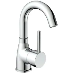 Waschtischarmatur FUTURA Niederdruckarmatur, Wasserhahn Bad mit Energiesparfunktion, Mischbatterie Waschbecken in Chrom