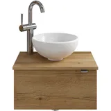 Saphir »Serie 6915 Waschschale mit Unterschrank für Gästebad, Gäste WC«, 51 cm breit, 1 Tür, Waschtischplatte, kleine Bäder, ohne Armatur, braun