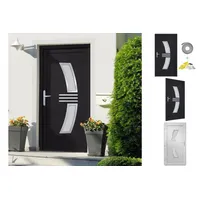 vidaXL Zimmertür Haustür Anthrazit 88x200 cm PVC Eingangstür Haus Nebeneingangstür Kuns schwarz