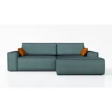 A&J MöbelLand Ecksofa TOR mit Schlaffunktion. Farbe: Azur. - Blau