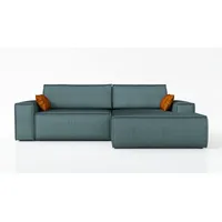 A&J MöbelLand Ecksofa TOR mit Schlaffunktion. Farbe: Azur. - Blau