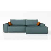 A&J MöbelLand Ecksofa TOR mit Schlaffunktion. Farbe: Azur. - Blau