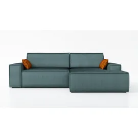A&J MöbelLand Ecksofa TOR mit Schlaffunktion. Farbe: Azur. - Blau