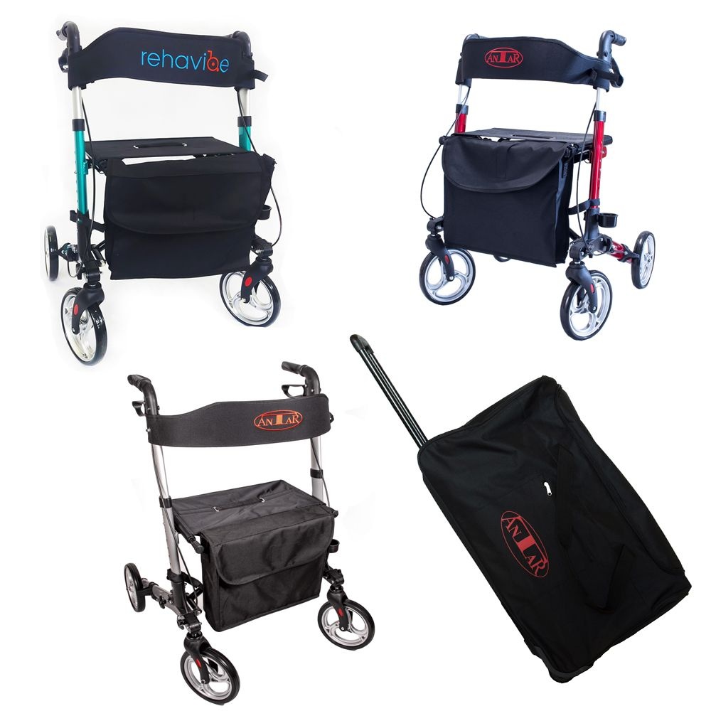 Set! Neu! Leichtgewicht, Aluminium, klappbarer Rollator mit bequemer Transporttasche! 1 St silber