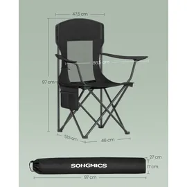 Songmics Campingstuhl 2er Set Schwarz