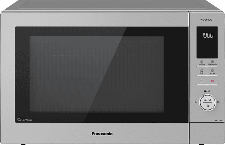 Panasonic NN-CD87 Kombi Mikrowelle (1000 Watt, mit Heißluft und Grill, Inverter Mikrowelle, 34 Liter) edelstahl, Silber