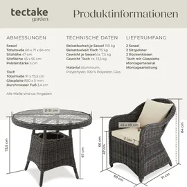 Tectake Aluminium Rattan Set Zürich 3-tlg. natur