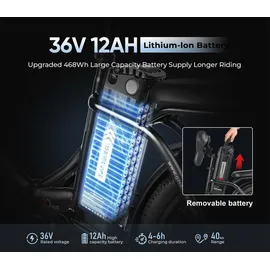 SMARTAI SAMEBIKE E Bike Elektrofahrrad 20" Fat Tire E-Fahrrad klapprad 36V/12Ah Akku,Off-Road Trekking Mountainbike City EBike Herren Damen(CY20) (White)