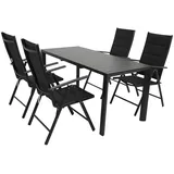 DEGAMO Garnitur LAGOS 5-teilig, Aluminium anthrazit + Kunstgewebe schwarz