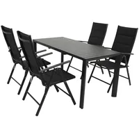 DEGAMO Garnitur LAGOS 5-teilig, Aluminium anthrazit + Kunstgewebe schwarz