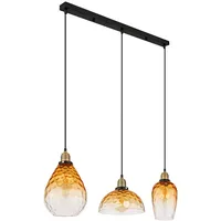 GLOBO Pendelleuchte Deckenleuchte Esszimmerlampe Hängeleuchte Glas Amber 3-Flammig