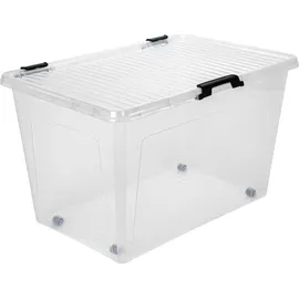 Buri 14x Scharnierbox 52l 60x40x35cm Transparent Deckel Aufbewahrung Spielzeugkiste