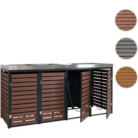 Mendler Mülltonnenverkleidung HWC-K14 124 x 265 cm braun