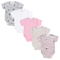 TupTam Baby Mädchen 5er Set – Kurzarm Wickelbody Baumwolle