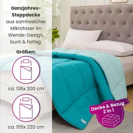 Wometo Steppbett 155x220 cm – hellblau