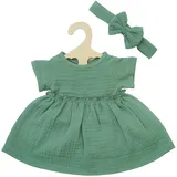 Heless - Puppenkleid mit Rüschen und Haarband, Salbeigrün für Puppen und Kuscheltiere der Größe 35-45 cm