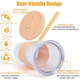 luxuskollektion 24oz Bubble Tea Becher mit Deckel und Strohhalm, 2er Set